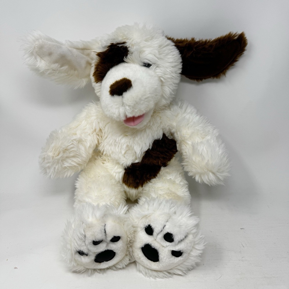 Retired Build A Bear White Brown Spotted Puppy Dog 18" Posable Ears Vintage